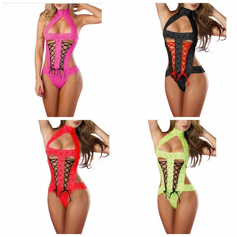Choice 2 Colours Ladies Black Red Sexy Lace Front Babydoll Teddy Up to Size 12