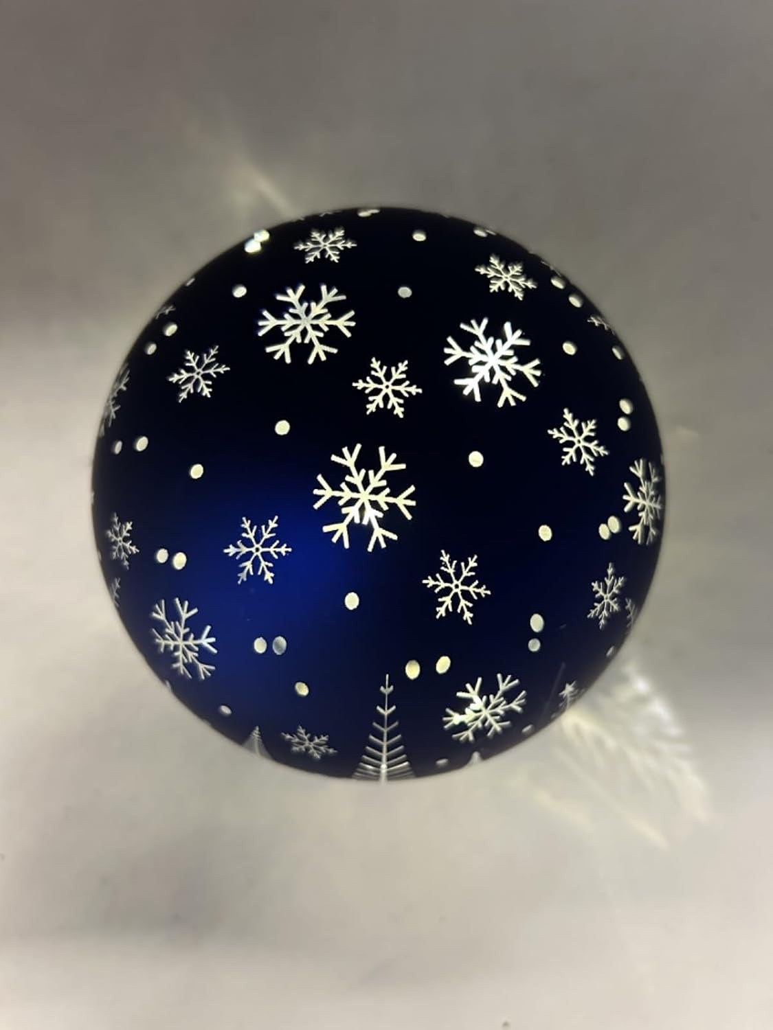 LED Light Up Christmas Winter Forest & Reindeer Decoration Sapphire Blue Glass