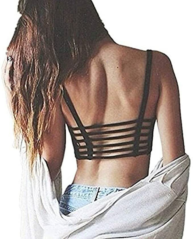 Black or Ivory Feature Stylish Back Straps Summer Beach Crop Cropped Top 8-10