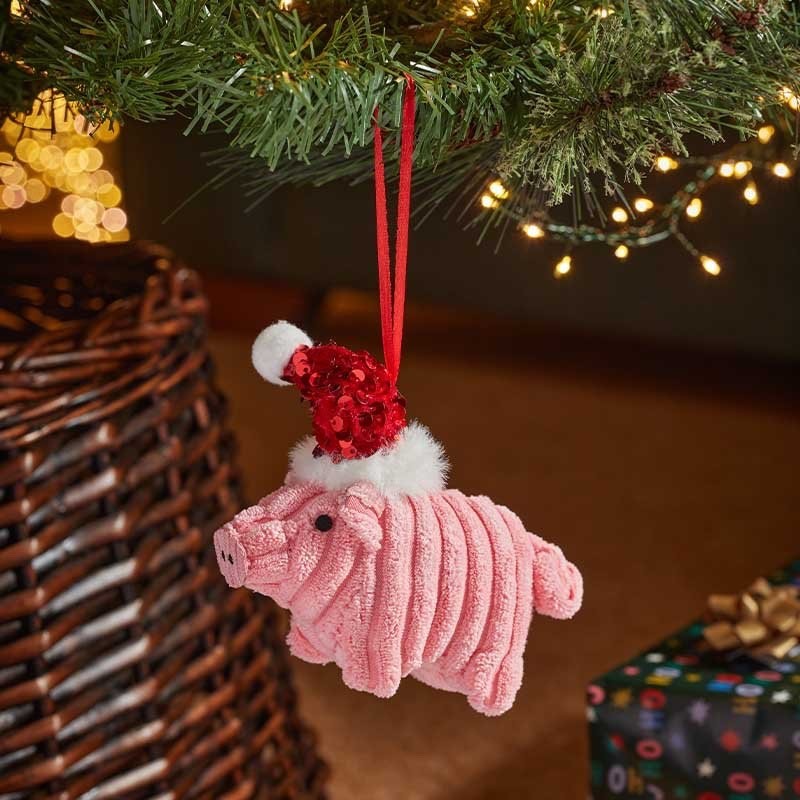 Cute Very Soft Polly Pig Plush Fabric Christmas Decoration Hanging Pendant 14cm