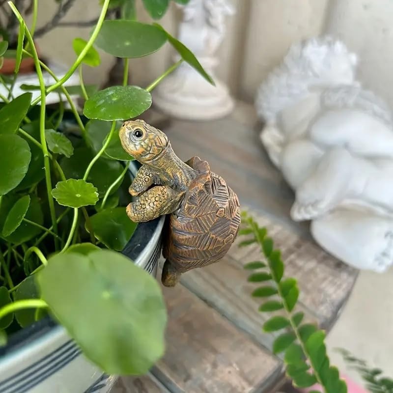 Beautifully Detailed Cute Tortoise Resin Plant Pot Hanger 7.5cm Indoor Outdoor