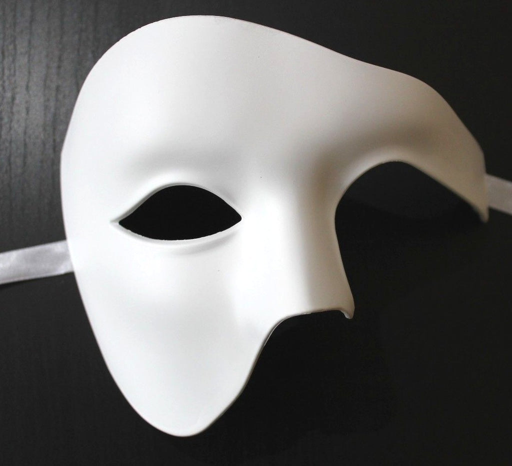 TOP QUALITY WHITE HALF FACE PHANTOM Venetian Masquerade Party Theatrical Mask
