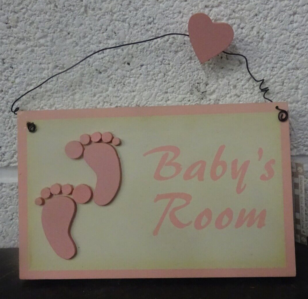CHRISTENING NEW BORN GIFT BABY GIRL SIGN PLAQUE BABY'S ROOM WOOD & METAL HANGER