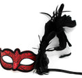 RED BLACK FLOWER BENDY FEATHERS VENETIAN CARNIVAL MASQUERADE PARTY EYE MASK