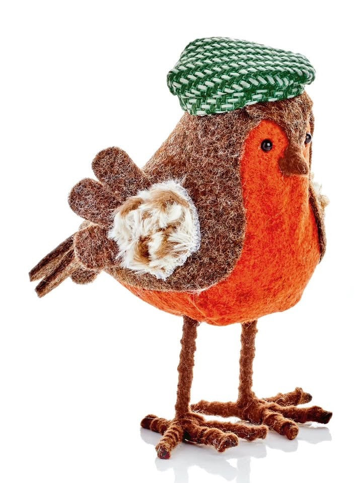 Choice of 2 Designs Cute Festive Robins with Earmuffs 18cm Tall Freestanding