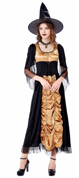 Ladies Halloween Vampire Witch Dark Queen Costume Elaborate Dress Size 10-12