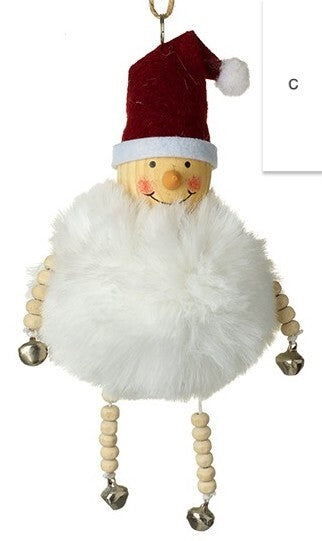Choice of 3 Christmas Furry Snowball Santa or Reindeer Tree Decoration 25cm Tall