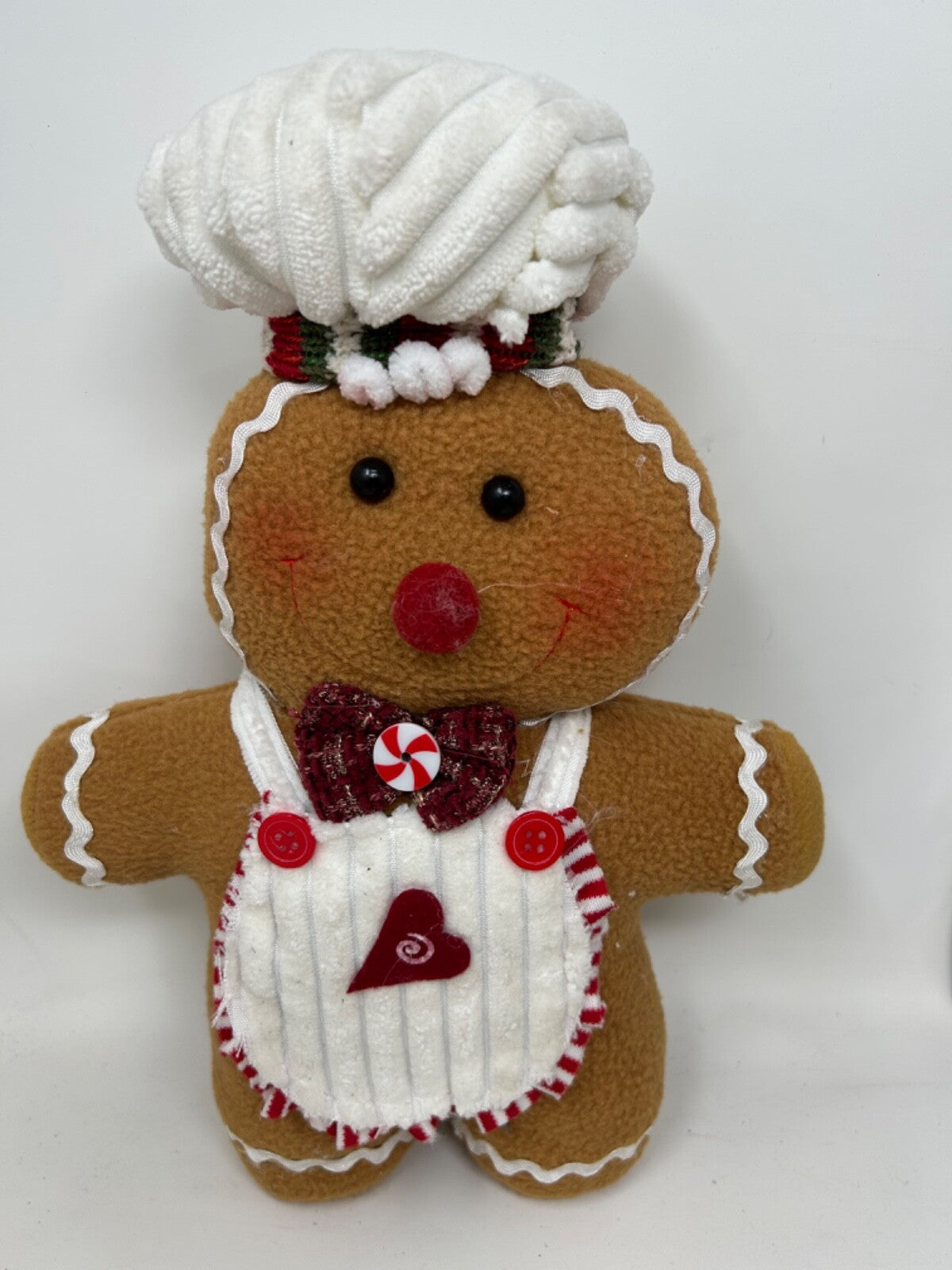 Christmas Cuddly Plush Gingerbread Man Chef Freestanding Weighted Feet 33cm Tall