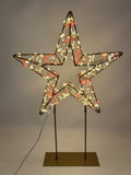 500 Red & Warm White Twinkling LEDs Star Light Gold Stand Mains Timer 45cm Tall