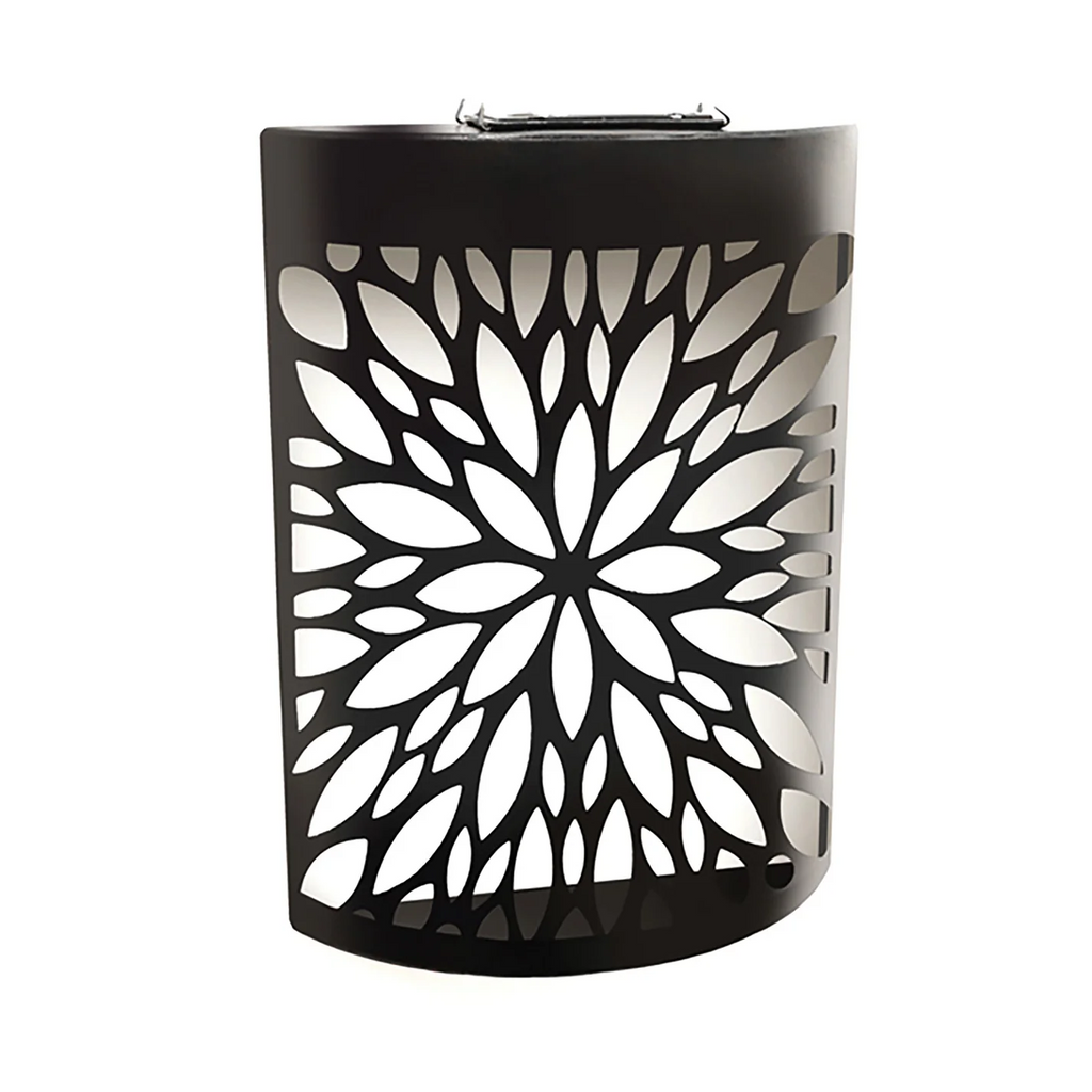 Black Metal Curved Abstract Flower Garden Solar Wall Panel - Outdoor Wall Light