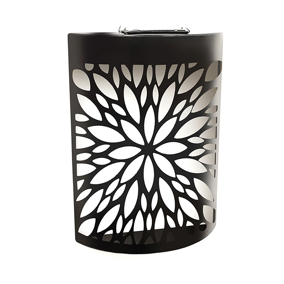 Black Metal Curved Abstract Flower Garden Solar Wall Panel - Outdoor Wall Light