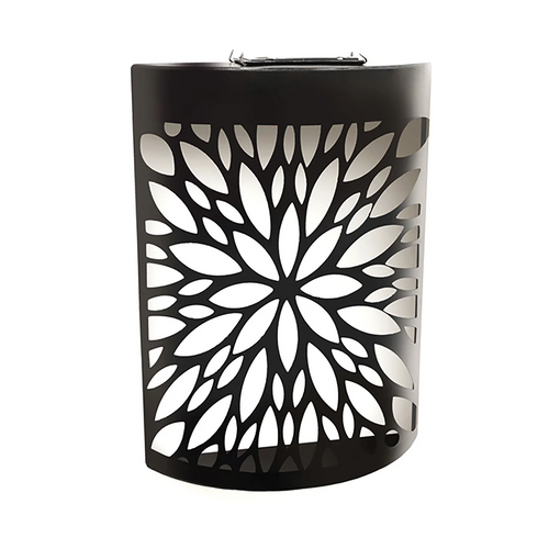 Black Metal Curved Abstract Flower Garden Solar Wall Panel - Outdoor Wall Light