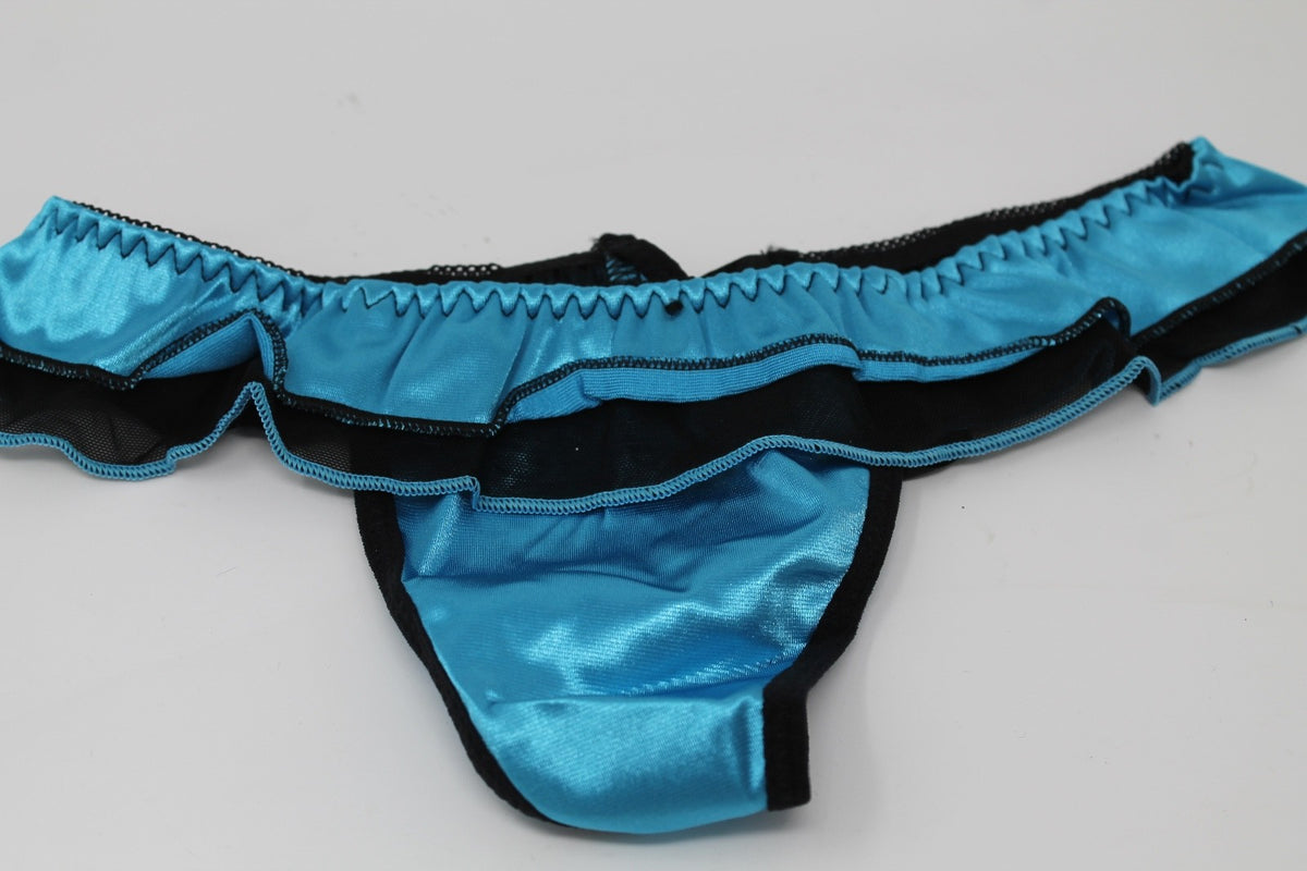 Choice 2 Colours Beautiful Ladies Panties Briefs Thong Satin & Sheer Fabric 8-12