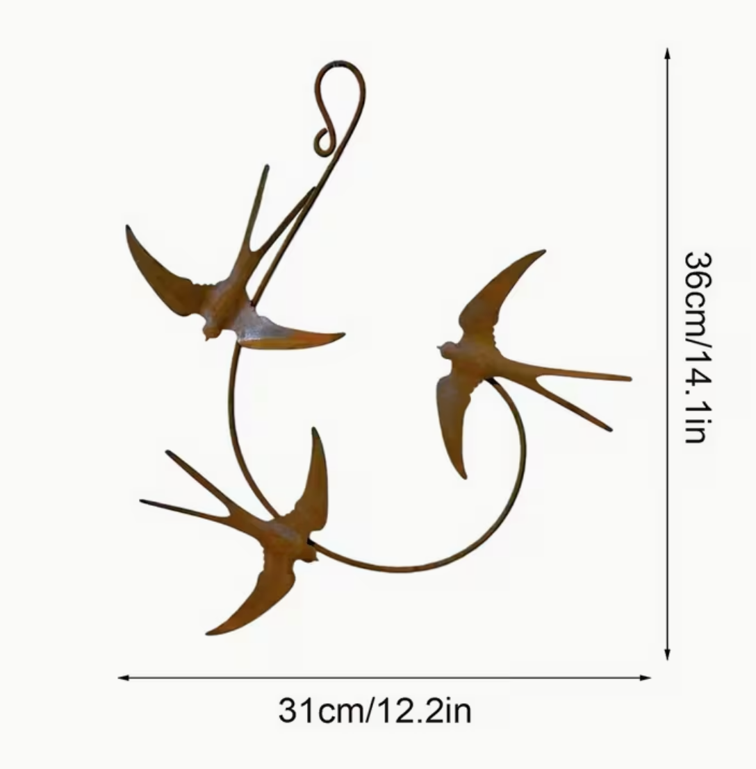 Core-Ten Rusty Patina Swallows Birds Garden Ornament Figurine Approx 36cm Tall