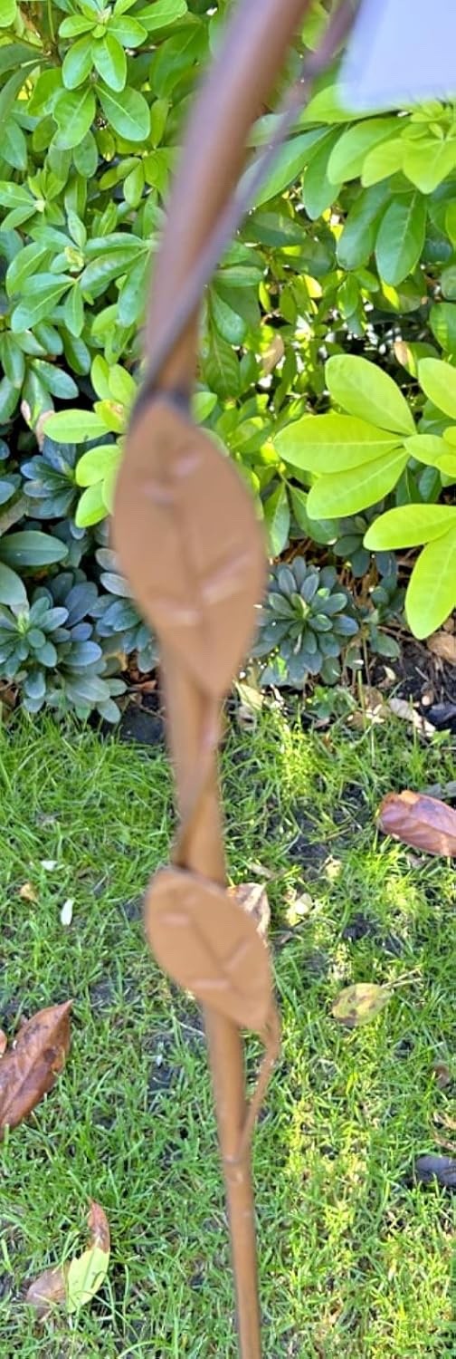 Core-Ten Rusty Metal Long Crook Stake with 3 Bells Garden Ornament 1 metre High