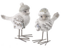 2 x Cute Standing Birds Ornament Figurine Bobble Hat & Santa Hat Christmas Gift