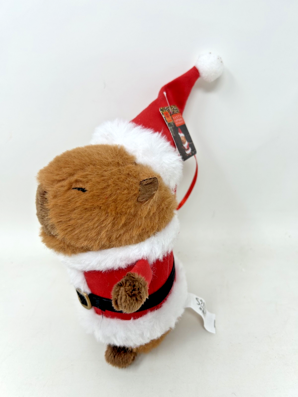 Hanging Super Soft Christmas Decoration Plush Santa Capybara  20cm Tall with Hat