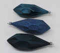 3 x Blue Christmas Baubles Tree Hanging Decoration Ornament Geometric 14cm Tall