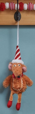 Christmas Tree Hanging Pendant Plush Razza Gingerbread Rat with Santa Hat  24cm