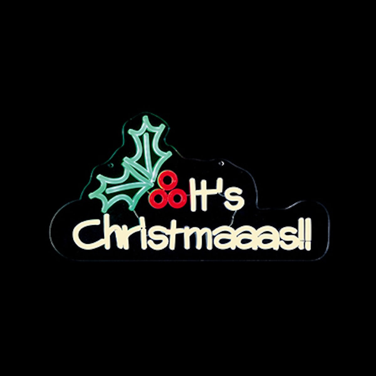 45cm Neon 'It's Christmaaas!' Sign LED Light Up Decoration Mains Power 3m Cable