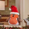 Super Soft Christmas Cuddly Plush Squeezy Robin Freestanding 48cm Tall with Hat