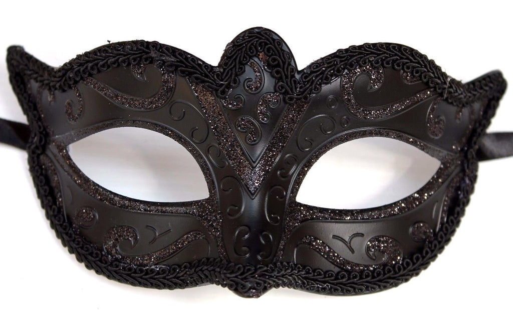 FEMALE MALE UNISEX MIDNIGHT BLACK STUNNING VENETIAN MASQUERADE PARTY EYE MASK