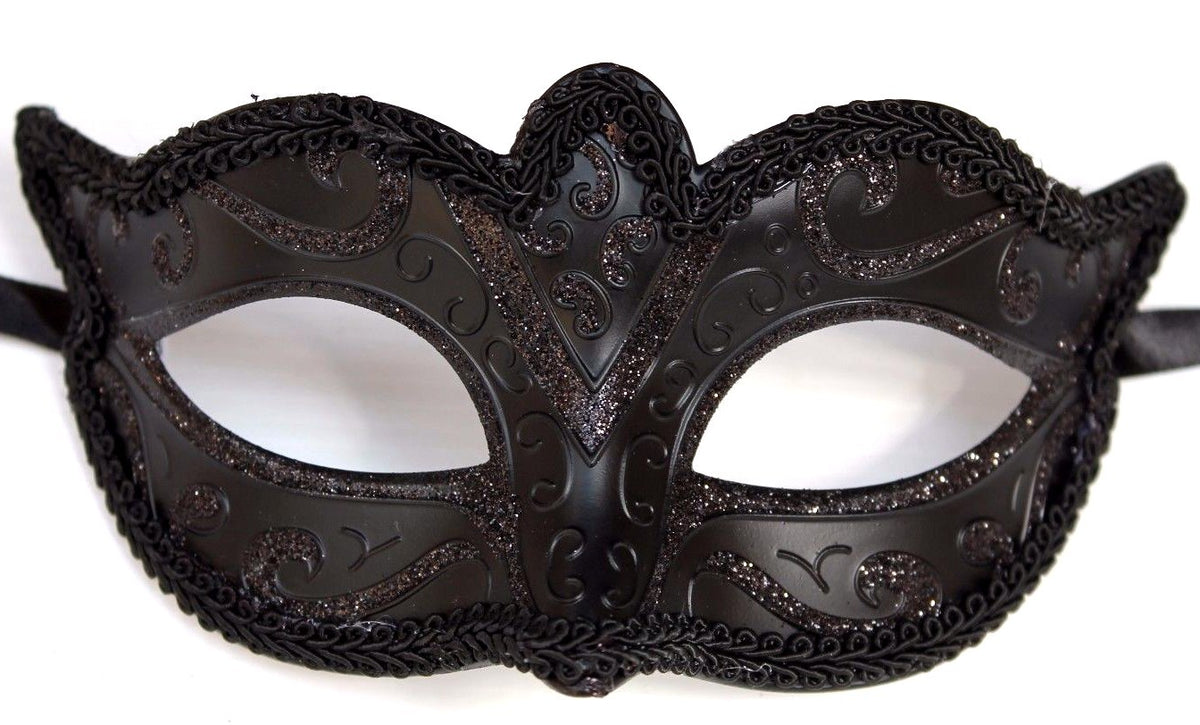 FEMALE MALE UNISEX MIDNIGHT BLACK STUNNING VENETIAN MASQUERADE PARTY EYE MASK