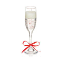 Christmas Champagne Glass Gel Candle Red Stars & Bow 22cm Tall x 6cm Dia