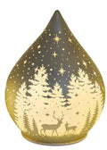Choice of 3 Colours Teardrop Winter Forest Christmas LED Lamp Lantern 15cm Tall