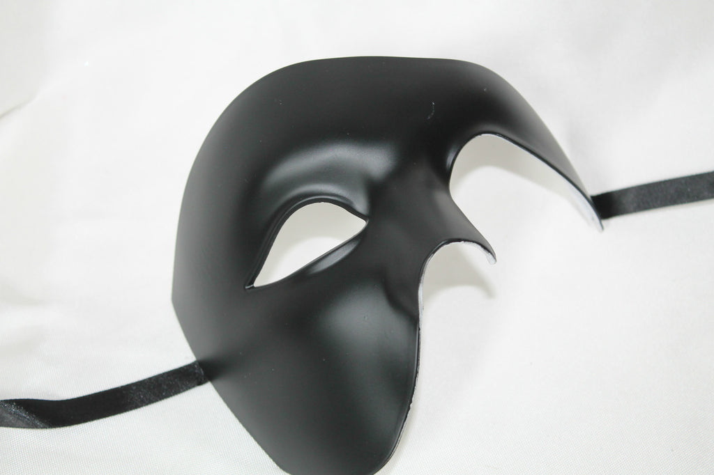 TOP QUALITY BLACK HALF FACE PHANTOM Venetian Masquerade Party Theatrical Mask
