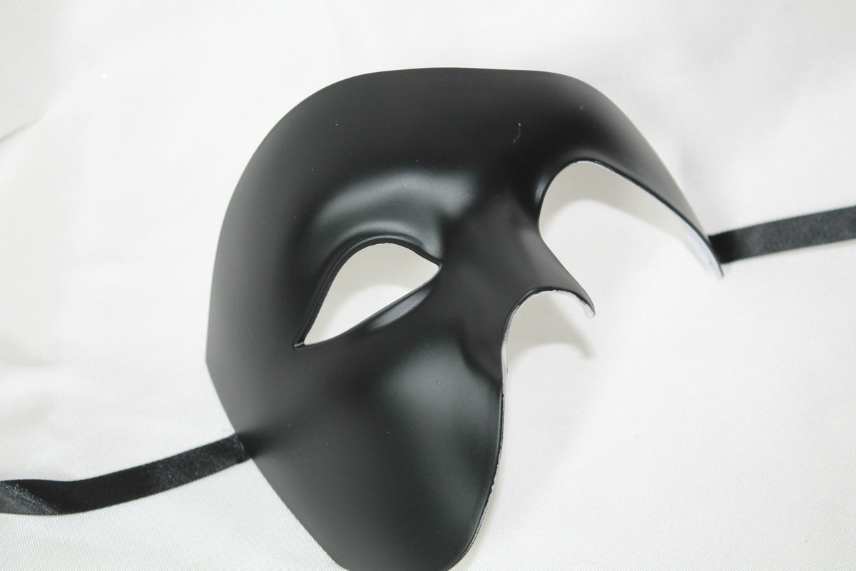 TOP QUALITY BLACK HALF FACE PHANTOM Venetian Masquerade Party Theatrical Mask