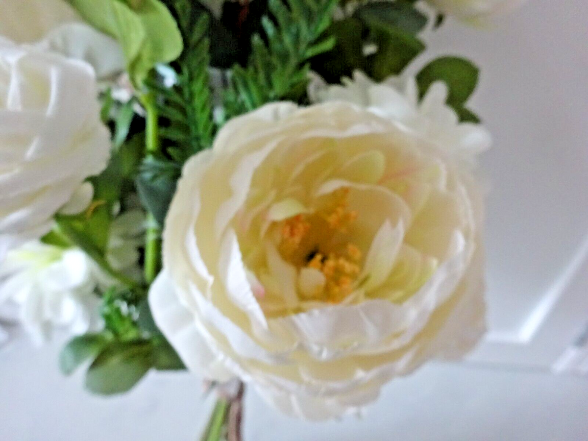 Artificial Hand Tied Floral Bouquet 60cm Tall White Mixed Flowers Bundle Bunch