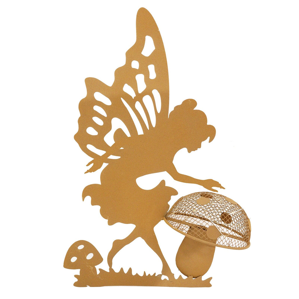 Core-Ten Rusty Metal Solar LED Fairy Light Garden Ornament Figurine 33cm High