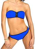 Lovely Quality Padded Neoprene Style  Zip Front Bikini Blue & Black Size 10 - 12