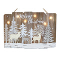 Wooden Christmas Winter Forest & Reindeer LED Light Up Hanging Decoration 39cm