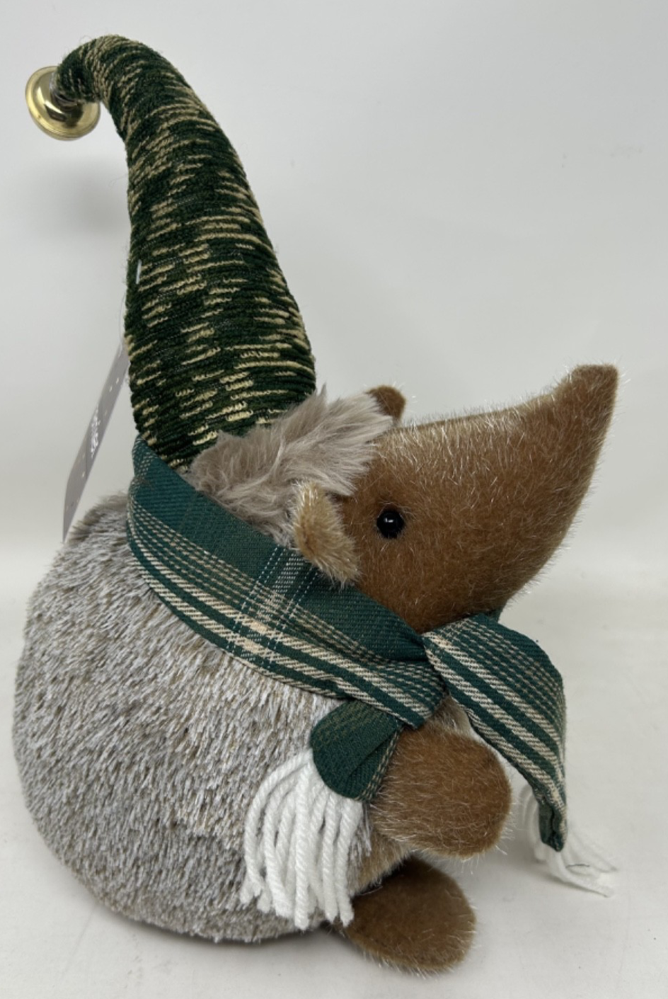 Cute Very Soft Cuddly Sitting Hedgehog Plush Fabric Weighted Base 33cm with Bell