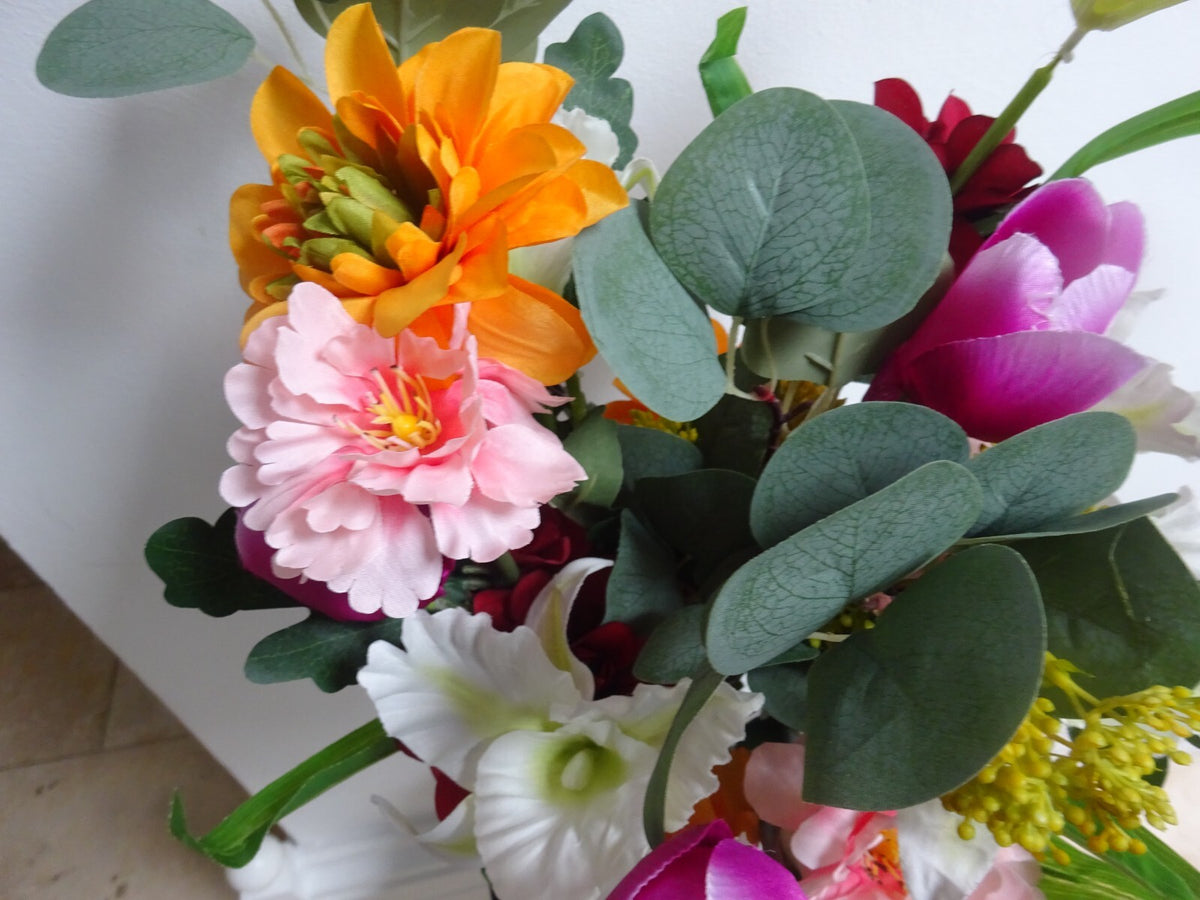 Artificial Hand Tied Floral Bouquet 60cm Tall Mixed Flowers Bundle Bunch