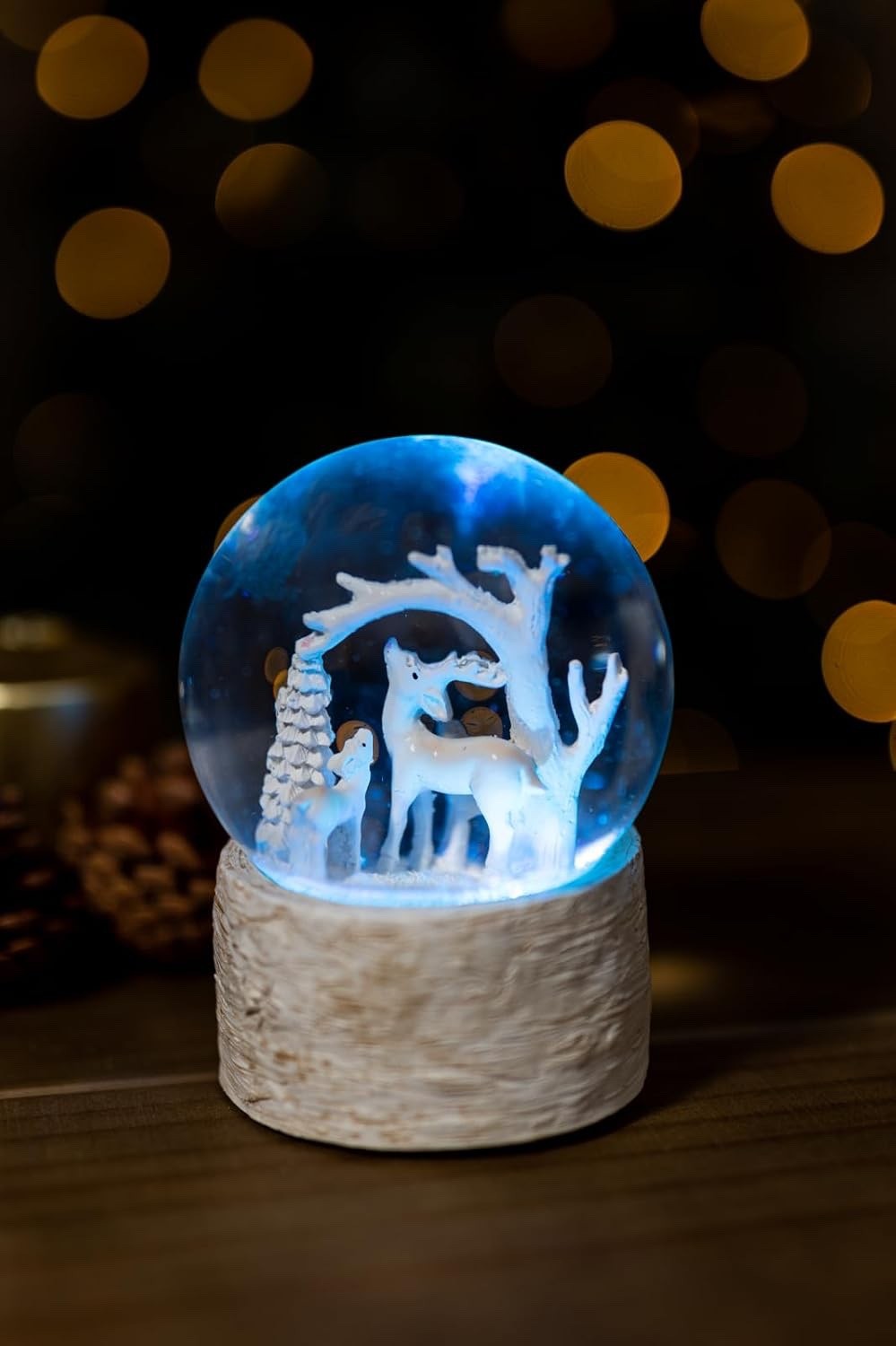 Musical Christmas Reindeer or Church 14cm Wonderland Snow Globe Colour Changing