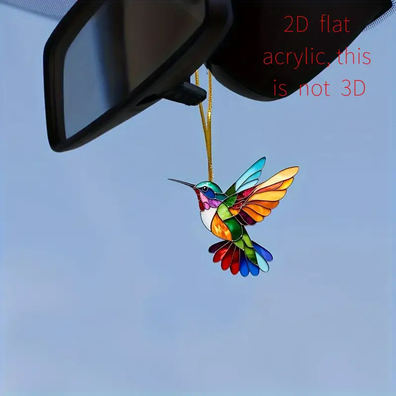 Acrylic Hanging Garden Suncatcher Hummingbird 8cm Tall on a Yellow Cord