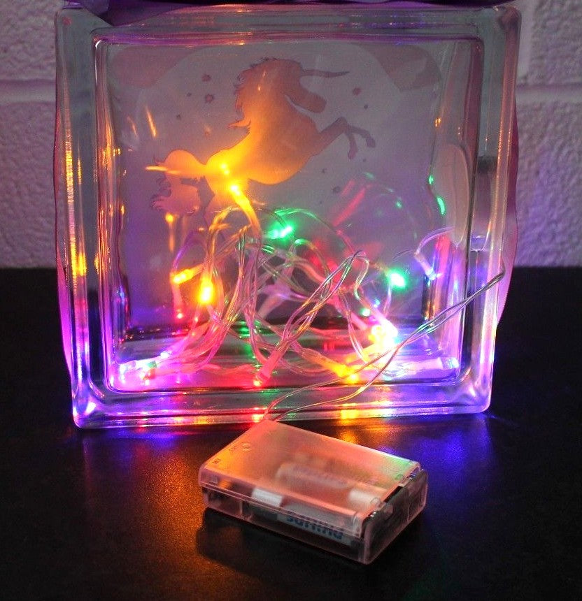 Heavy LED Unicorn Glass Light Up Block Lamp Night Light - I Believe In Unicorns