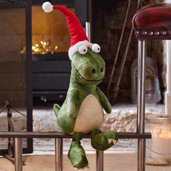 Large Soft Cute Plush Festive 'Tyrone Rex' Dinosaur Approx 45cm Christmas Hat