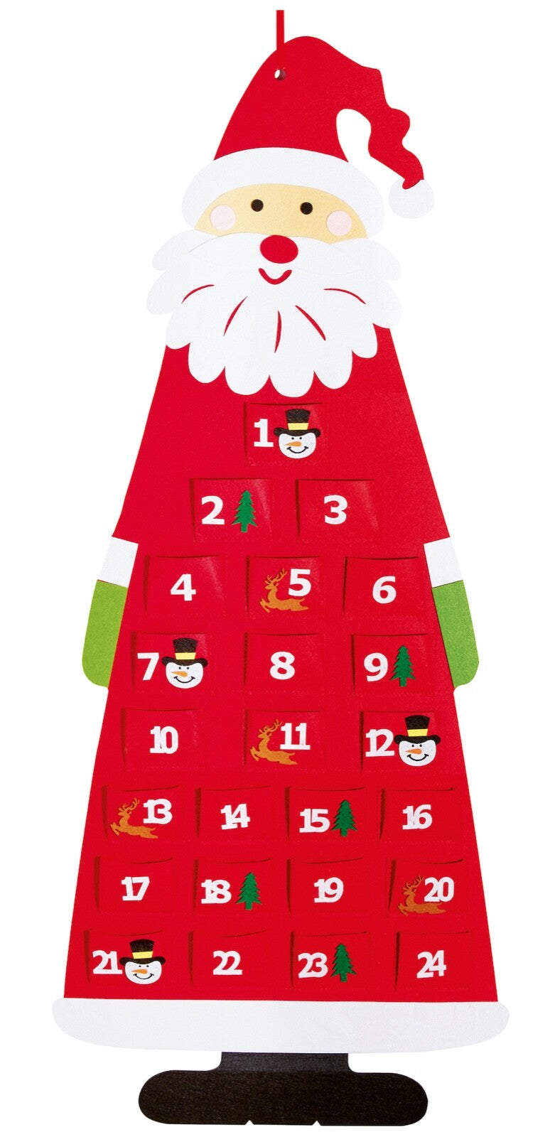 Choice 2 Designs Red or Grey Felt 115cm Tall Advent Calendar with Large Pockets