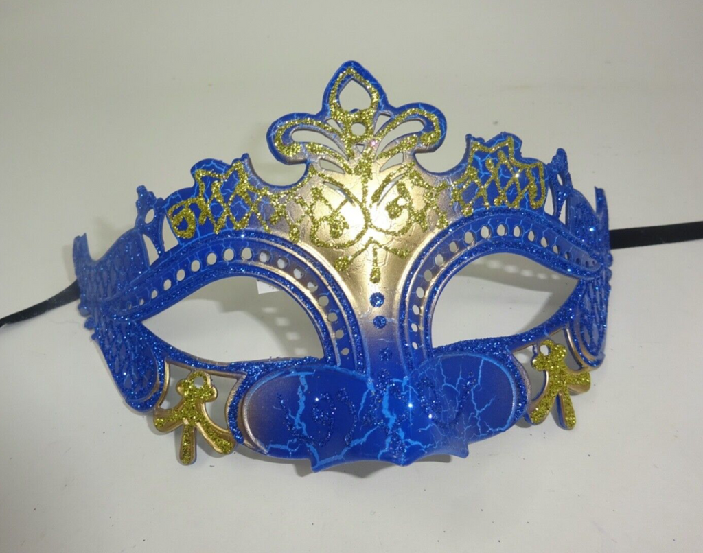 LADIES GOLD & BLUE RIALTO VENETIAN MASQUERADE PARTY CARNIVAL BALL EYE MASK