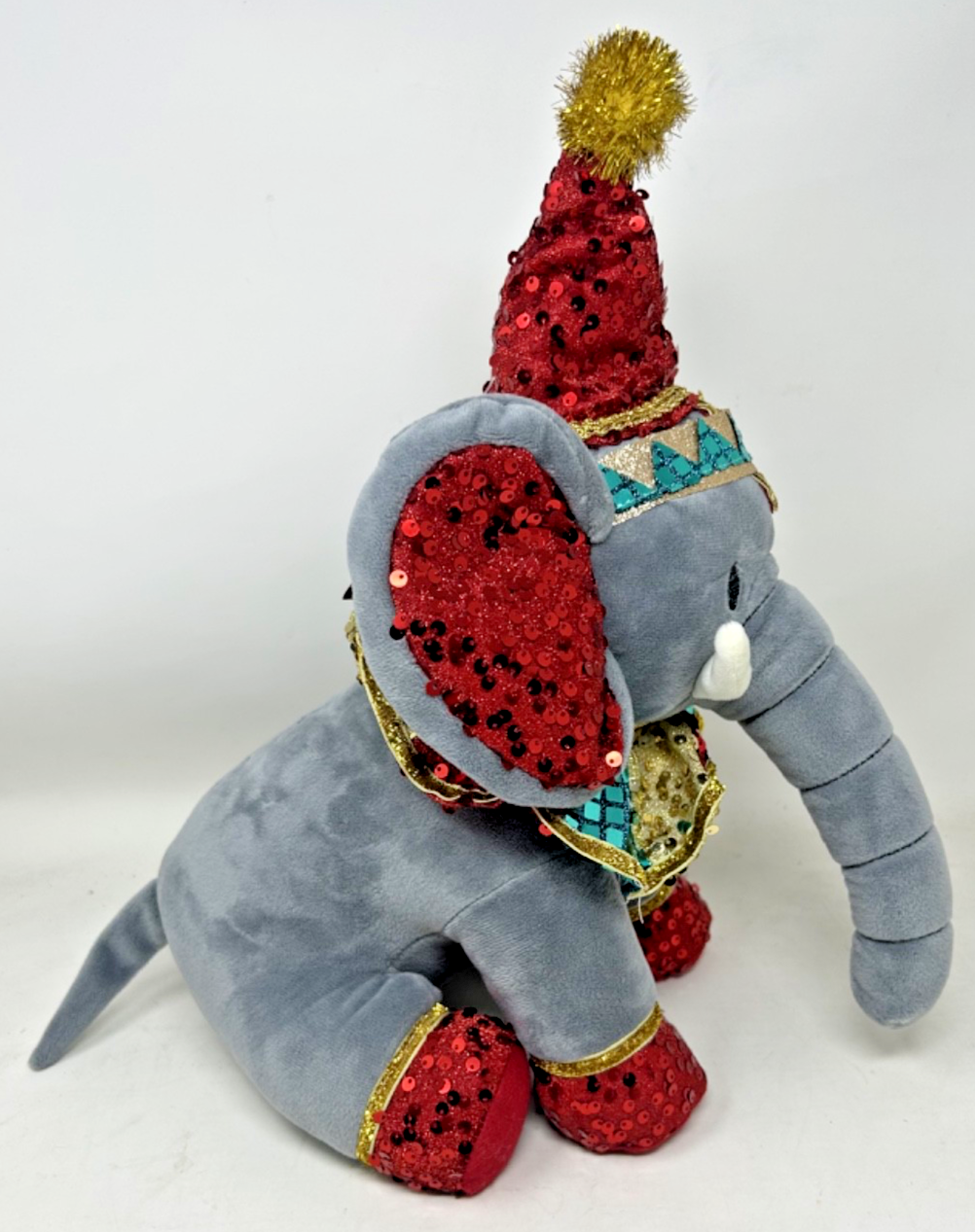 Christmas Cuddly Plush Sitting Circus Hefferlump Elephant Weighted Base 40cm