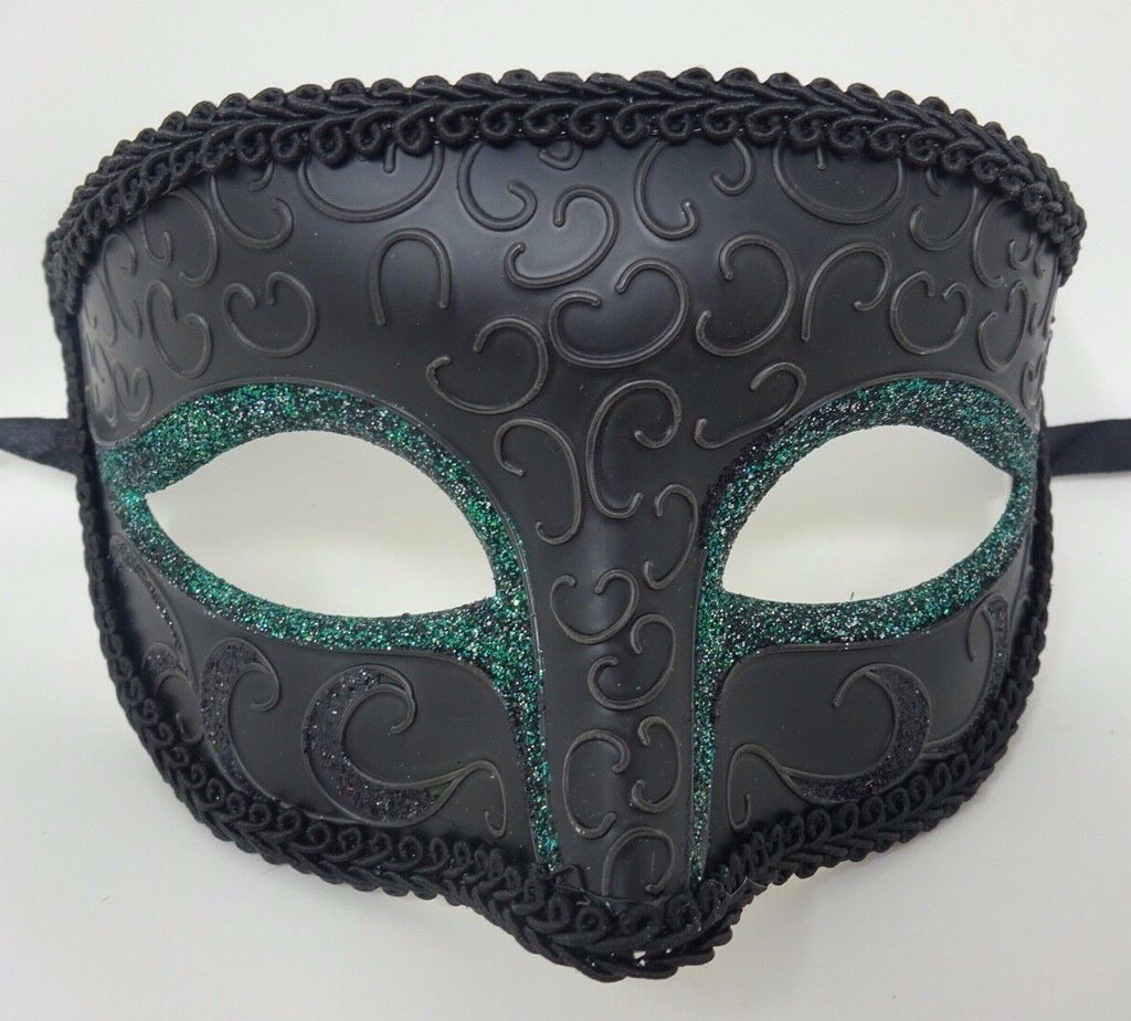 BLACK & GREEN QUALITY MENS OR LADIES VENETIAN MASQUERADE PARTY BALL EYE MASK