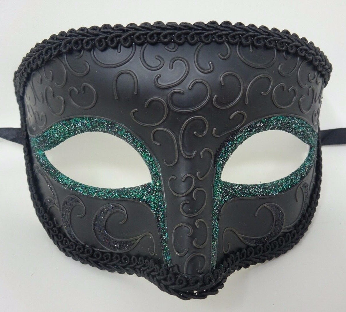 BLACK & GREEN QUALITY MENS OR LADIES VENETIAN MASQUERADE PARTY BALL EYE MASK