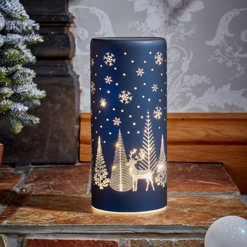 Sapphire Blue LED Light Up Christmas Reindeer Winter Forest Decoration on Timer
