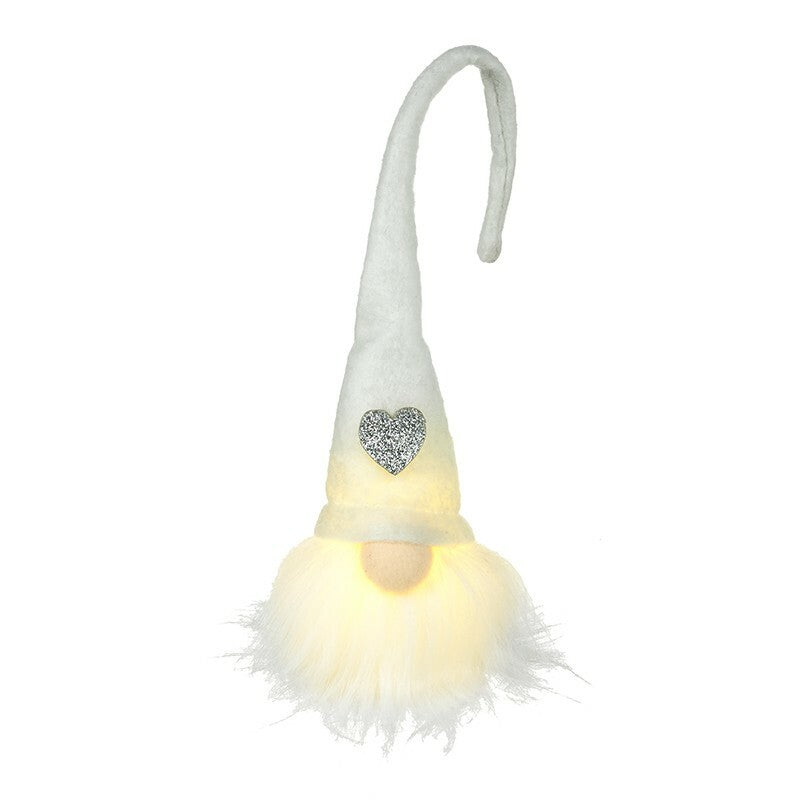 Light Up Illuminated LED Gonk Freestanding Christmas Ornament LongGrey Hat 30cm