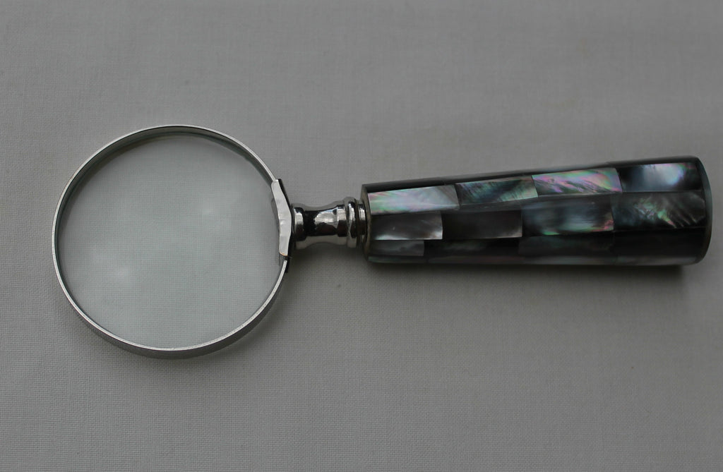 Handcrafted Handmade Mother of Pearl & Shell Magnifying Glass 3" 7.5cm Diameter