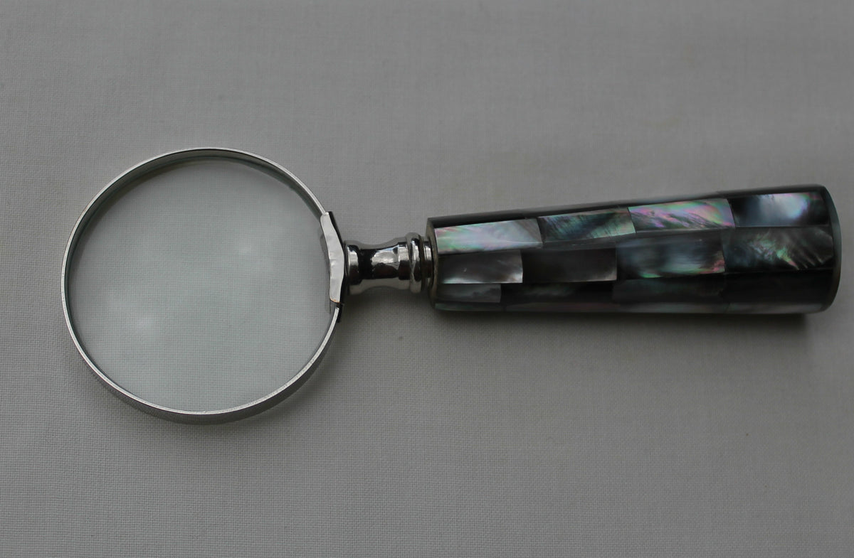 Handcrafted Handmade Mother of Pearl & Shell Magnifying Glass 3" 7.5cm Diameter